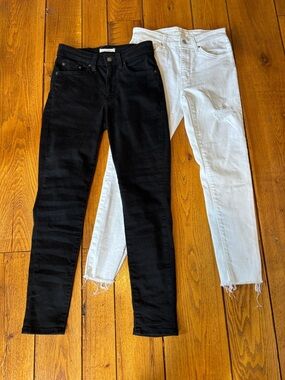 Levi’s 721 High Rise Skinny Jeans Size 27 Black White Distressed Bundle